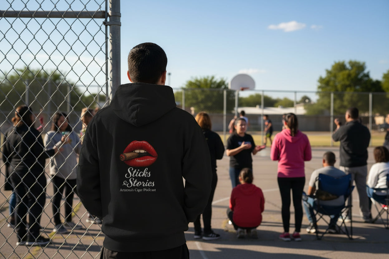 Big Sticks logo in back, The Avenue hoodie
